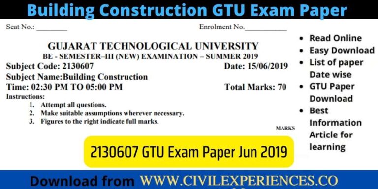 Building Construction GTU Exam Paper