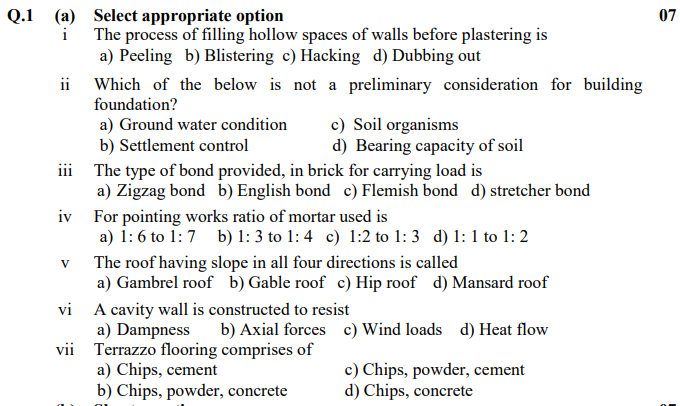 Building Construction Gtu Exam Paper Winter 2018 | 2130607 Gtu Exam Paper Pdf Download Civil Experience Image 1 Civil Experience