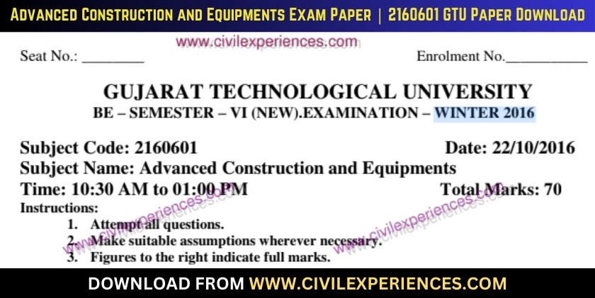 DOWNLOAD BE 6th SEM Advanced Construction And Equipments GTU Paper ...