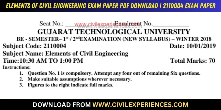 DOWNLOAD BE 2nd SEM Elements Of Civil Engineering GTU Paper 2110004 ...