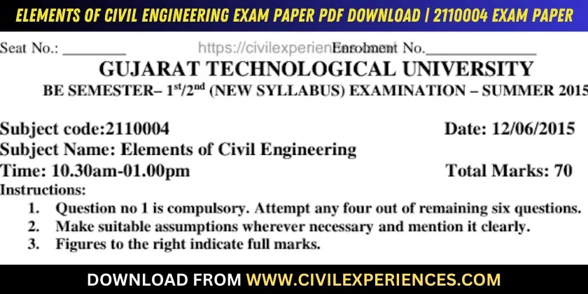 DOWNLOAD BE 2nd SEM Elements Of Civil Engineering GTU Paper 2110004 ...