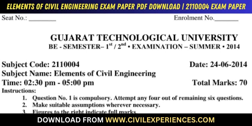 DOWNLOAD BE 2nd SEM Elements Of Civil Engineering GTU Paper 2110004 ...