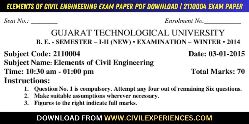 DOWNLOAD BE 2nd SEM Elements Of Civil Engineering GTU Paper 2110004 ...