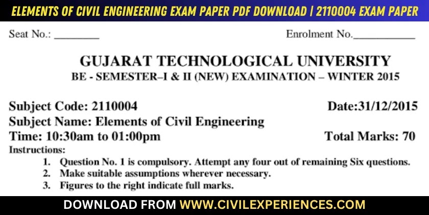 DOWNLOAD BE 2nd SEM Elements Of Civil Engineering GTU Paper 2110004 ...