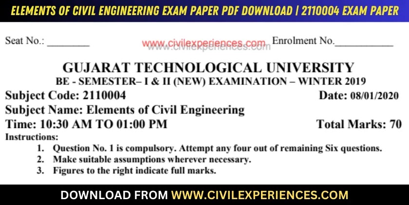 DOWNLOAD BE 2nd SEM Elements Of Civil Engineering GTU Paper 2110004 ...