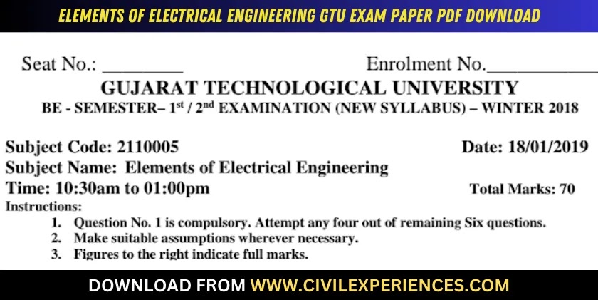 DOWNLOAD BE 2nd SEM Elements Of Electrical Engineering GTU Paper ...