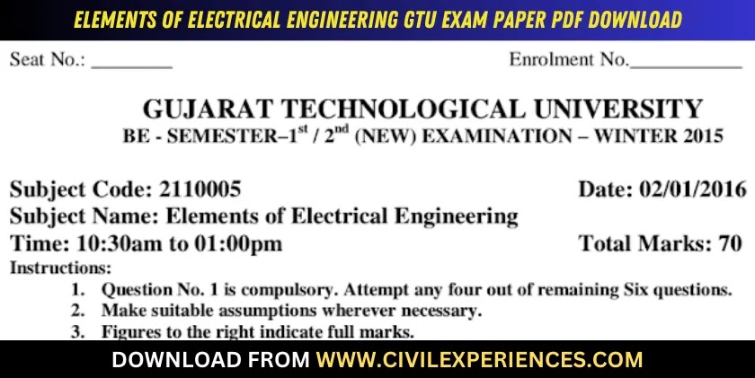DOWNLOAD BE 2nd SEM Elements Of Electrical Engineering GTU Paper ...