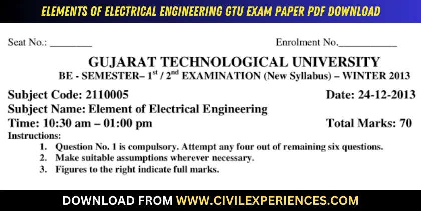 DOWNLOAD BE 2nd SEM Elements Of Electrical Engineering GTU Paper ...