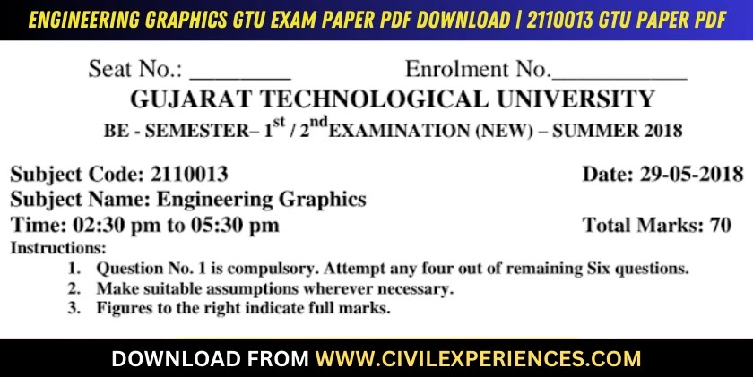 DOWNLOAD BE 2nd SEM Engineering Graphics GTU Paper 2110013 SUMMER 2018 ...