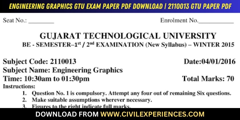 DOWNLOAD BE 2nd SEM Engineering Graphics GTU Paper 2110013 WINTER 2015 ...