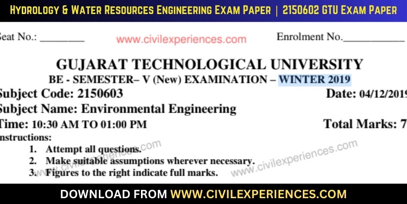 DOWNLOAD BE 5th SEM Environmental Engineering GTU Paper 2150603 WINTER ...